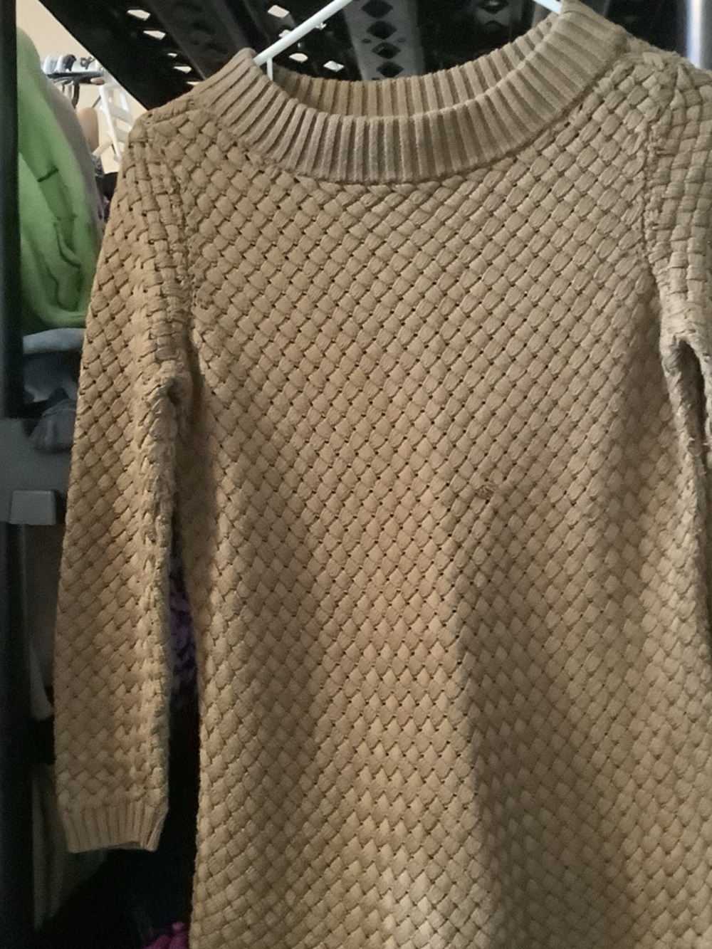 Talbots Woven-Texture Crewneck Sweater in Tan